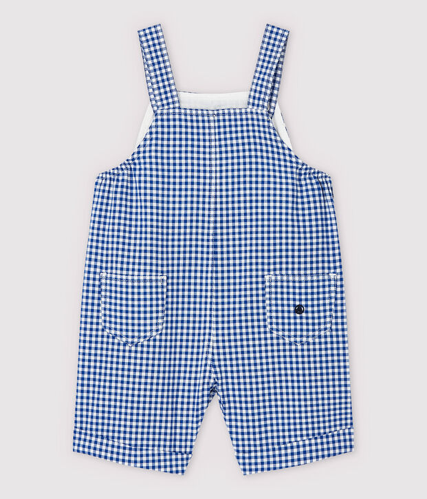 Peto corto de urdimbre y trama de beb&eacute; ni&ntilde;o azul/blanco