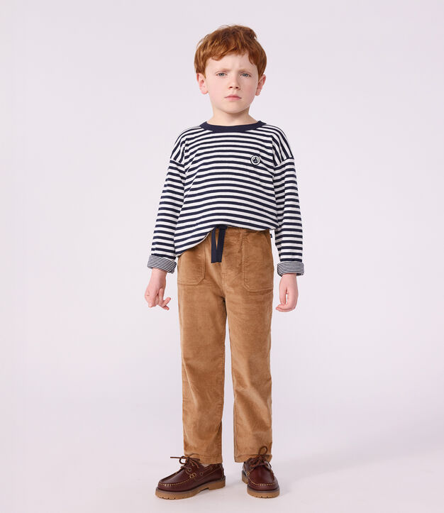 Pantal&oacute;n infantil recto de terciopelo LATTE