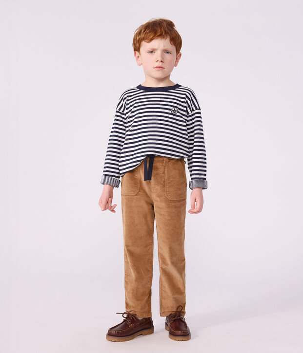 Pantal&oacute;n infantil recto de terciopelo LATTE