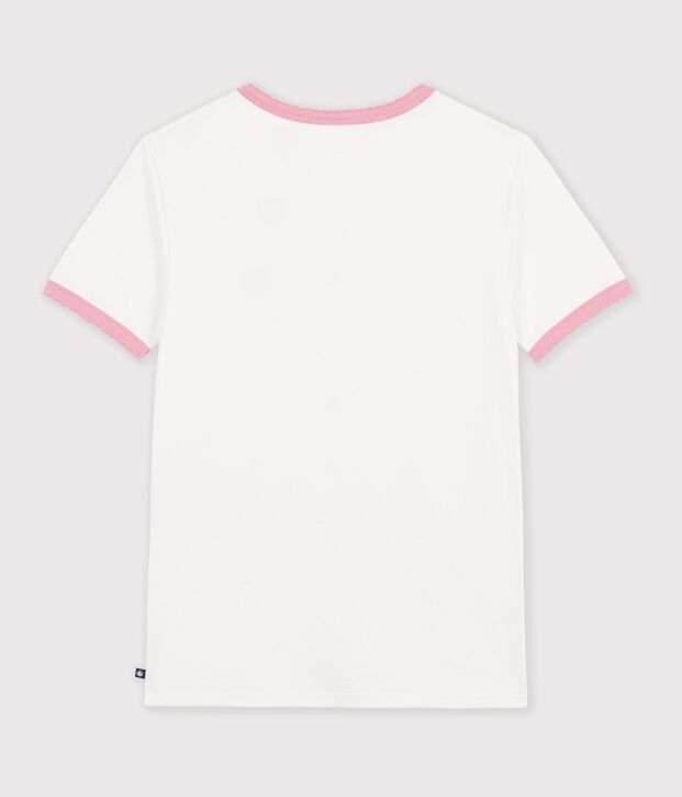 Camiseta lisa de algod&oacute;n de manga corta para mujer blanco