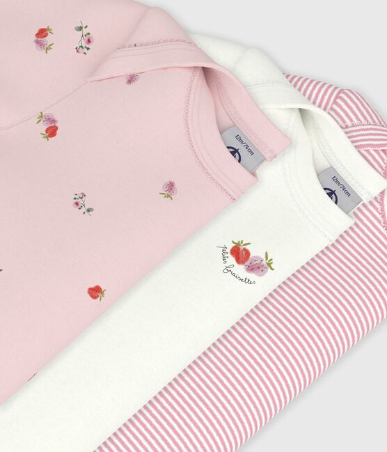 Juego de bodies de algodón de manga corta con estampado de flores para bebé variante 1