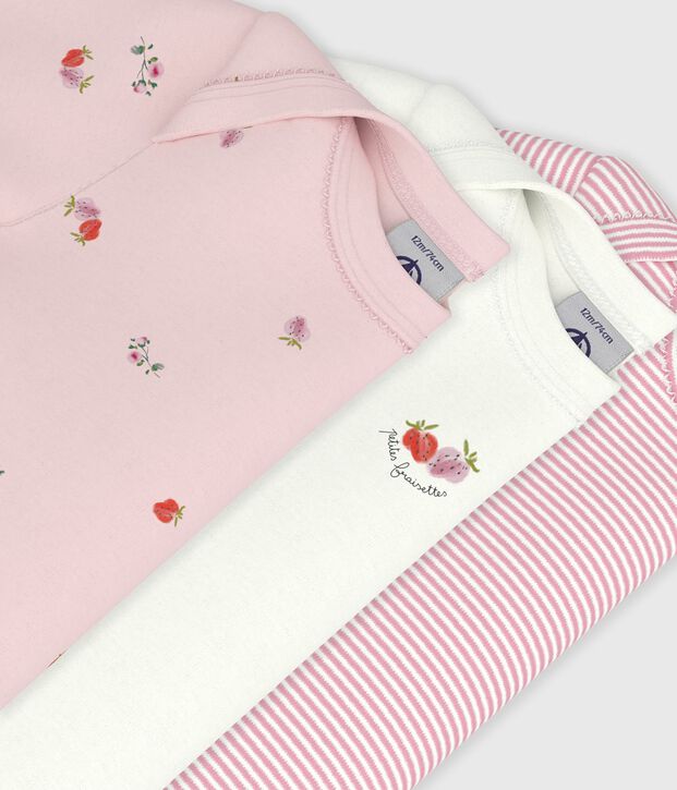 Juego de bodies de algod&oacute;n de manga corta con estampado de flores para beb&eacute; multicolor