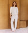 Pijama liso de rizo de algodón para mujer crudo MILK