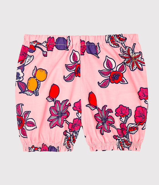 Braguita «bloomer» estampada para bebé niña rosa MERVEILLE/blanco MULTICO