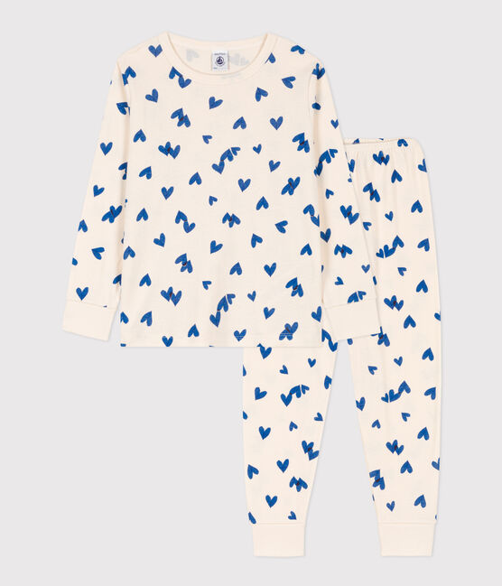 Pijama de algodón con corazón para niño/niña blanco AVALANCHE/ MULTICO