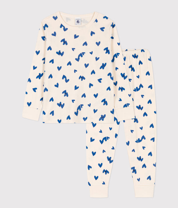 Pijama de algod&oacute;n con coraz&oacute;n para ni&ntilde;o/ni&ntilde;a crudo/multicolor