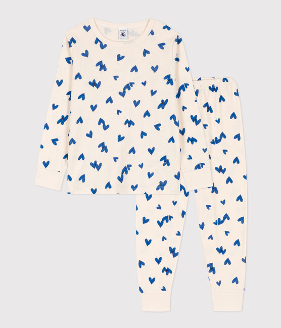 Estuche regalo con pijama y braguita de algodón con estampado de corazones azules variante 1