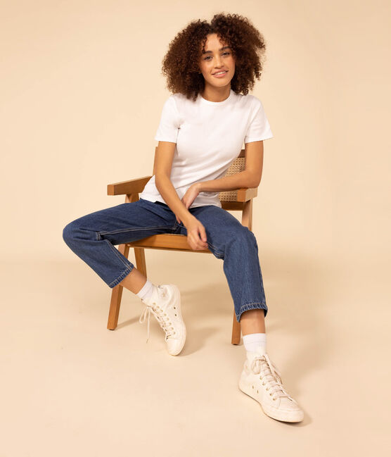 Camiseta L'ICONIQUE de algodón de punto «cocotte» para mujer blanco ECUME