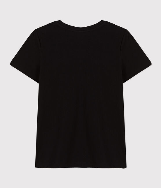 Camiseta LA RECTA de algodón con cuello redondo para mujer negro BLACK