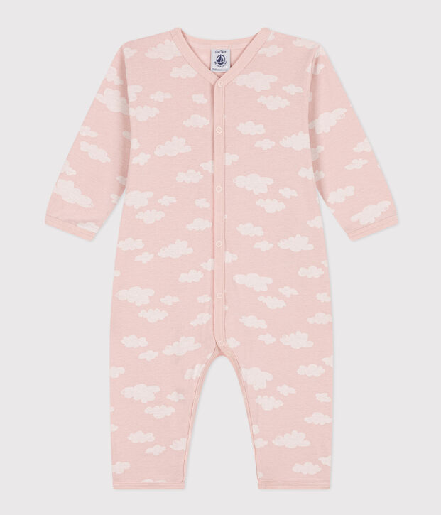 Pijama sin pies de algod&oacute;n estampado para beb&eacute; rosa/blanco