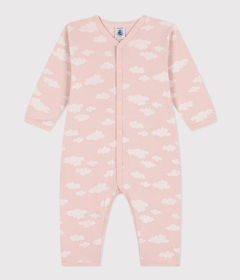 Pijama sin pies de algod&oacute;n estampado para beb&eacute; rosa/blanco