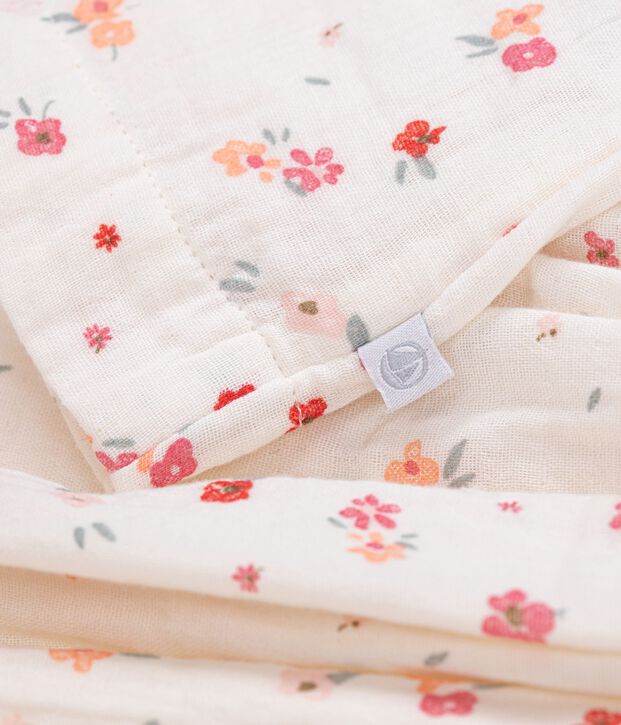 Vestido infantil sin mangas en algod&oacute;n estampado blanco/multicolor