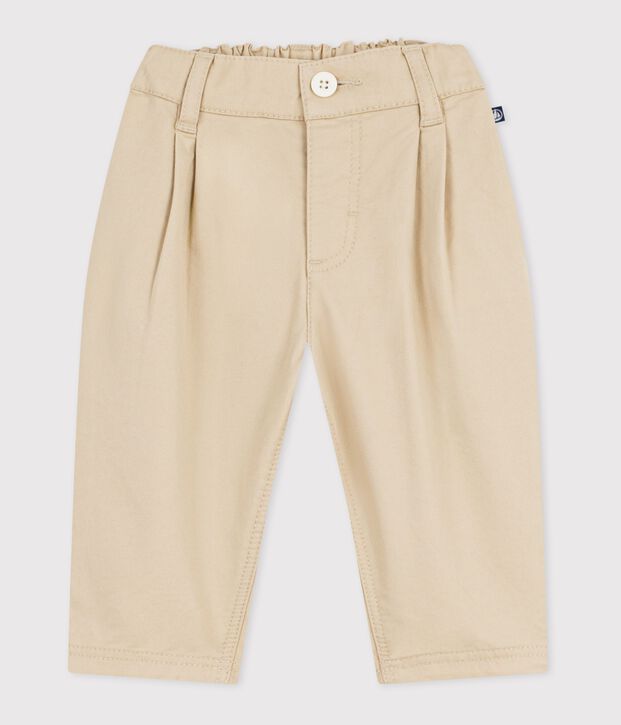 Pantal&oacute;n para beb&eacute; de sarga lisa beige