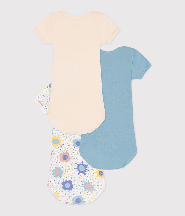 Juego de 3 bodis de algod&oacute;n de manga corta para beb&eacute; multicolor