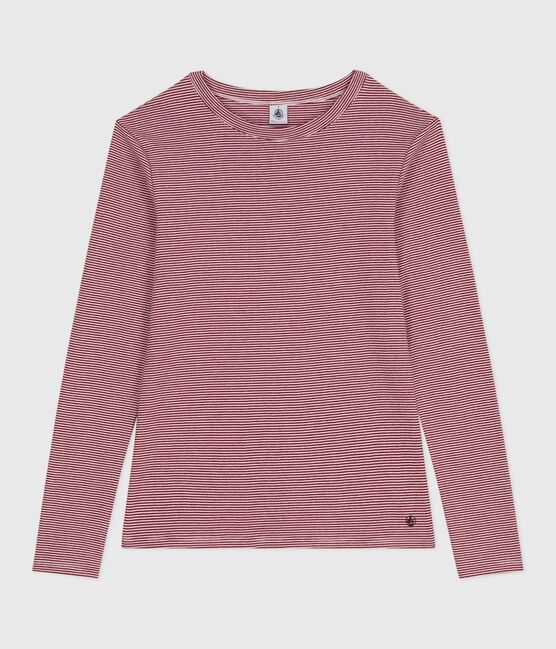 Camiseta Icónica de manga larga de algodón para mujer rojo AMARANTE/ MARSHMALLOW