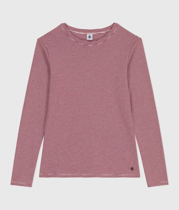 Camiseta Ic&oacute;nica de manga larga de algod&oacute;n para mujer rojo/blanco