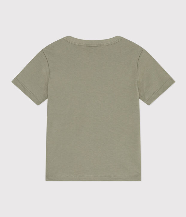 Camiseta de algod&oacute;n de manga corta para ni&ntilde;o verde/crudo