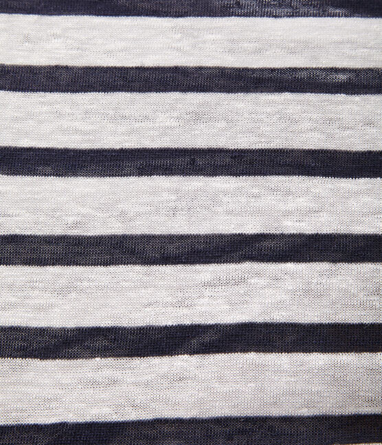 Top marinero de lino para mujer blanco LAIT/azul SMOKING