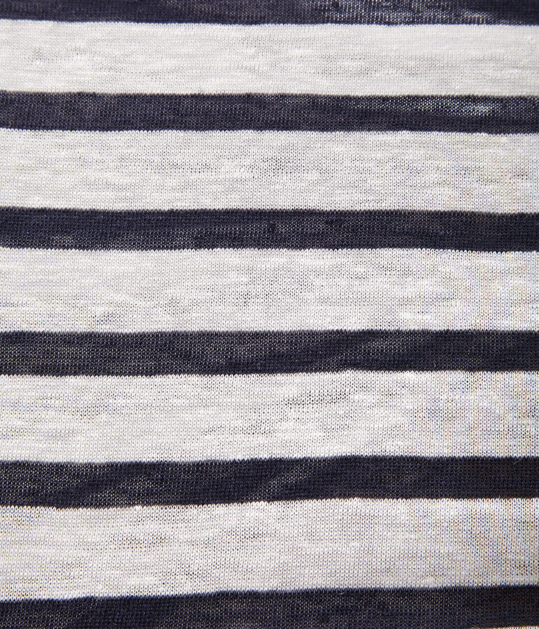 Top marinero de lino para mujer blanco/azul