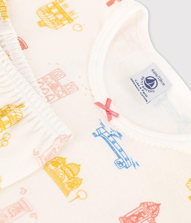 Pijama de Par&iacute;s de algod&oacute;n de ni&ntilde;a blanco/multicolor