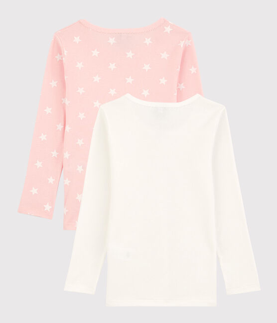 Juego de 2 camisetas de manga larga con estampado de estrellas de niña de algodón variante 1