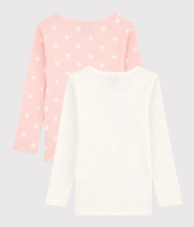 Juego de 2 camisetas de manga larga con estampado de estrellas de ni&ntilde;a de algod&oacute;n multicolor
