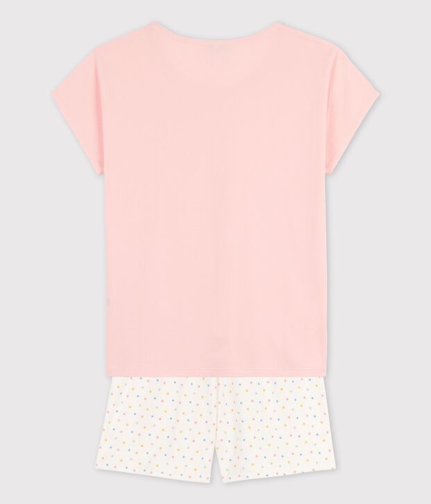 Pijama rosa de algod&oacute;n org&aacute;nico de chica rosa/multicolor