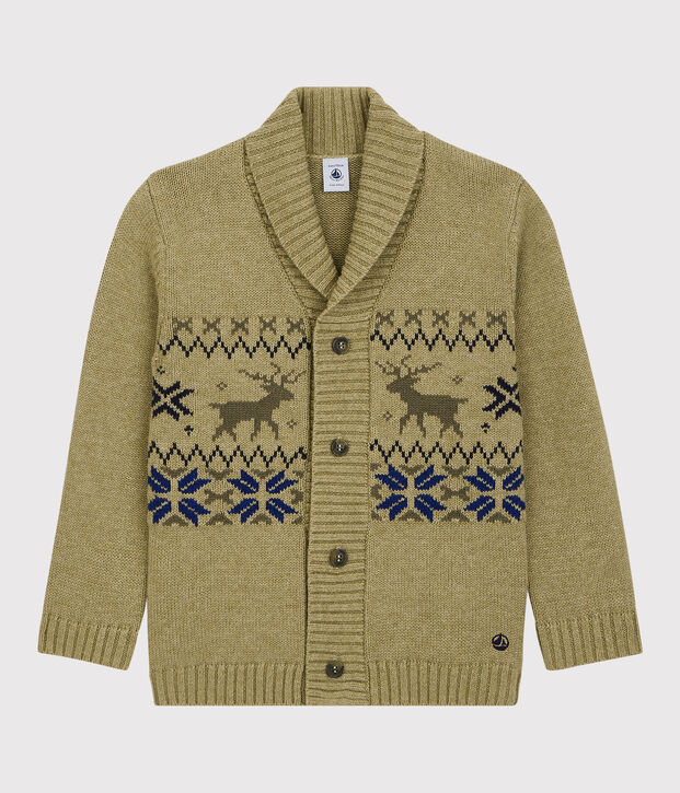 C&aacute;rdigan de lana y algod&oacute;n de ni&ntilde;o beige/multicolor