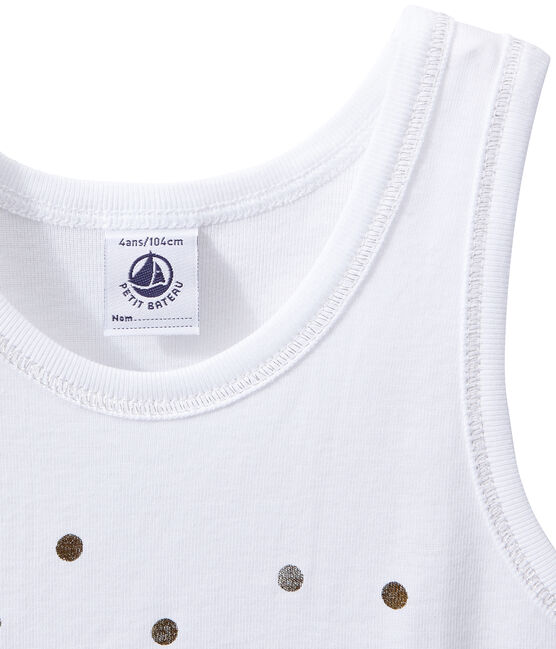 Camiseta sin mangas con motivo dorado para niña blanco ECUME