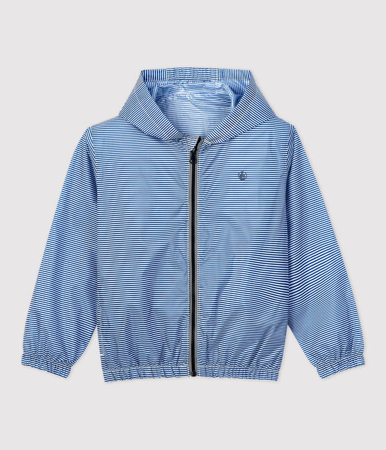 Cortavientos de poliéster reciclado de niño azul SURF/blanco MARSHMALLOW