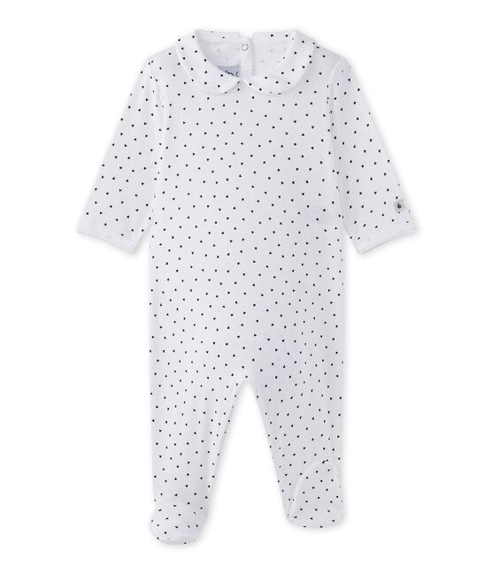 Pijama con corazones estampados para bebé niña blanco ECUME/azul MEDIEVAL