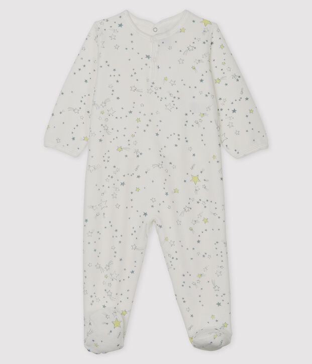 Pelele de terciopelo de beb&eacute; blanco/multicolor