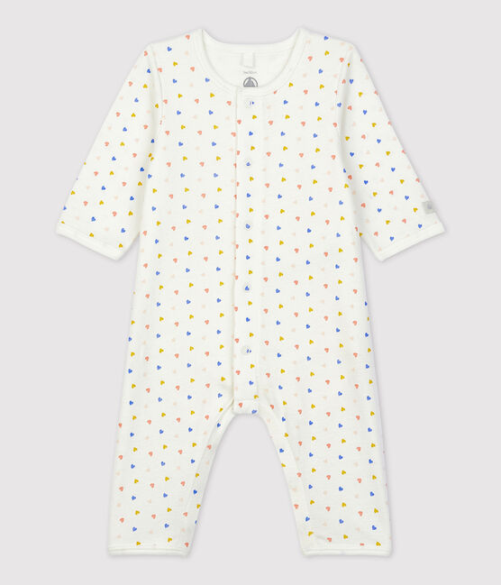 Bodyjama sin pies de algodón orgánico para bebé blanco MARSHMALLOW/blanco MULTICO
