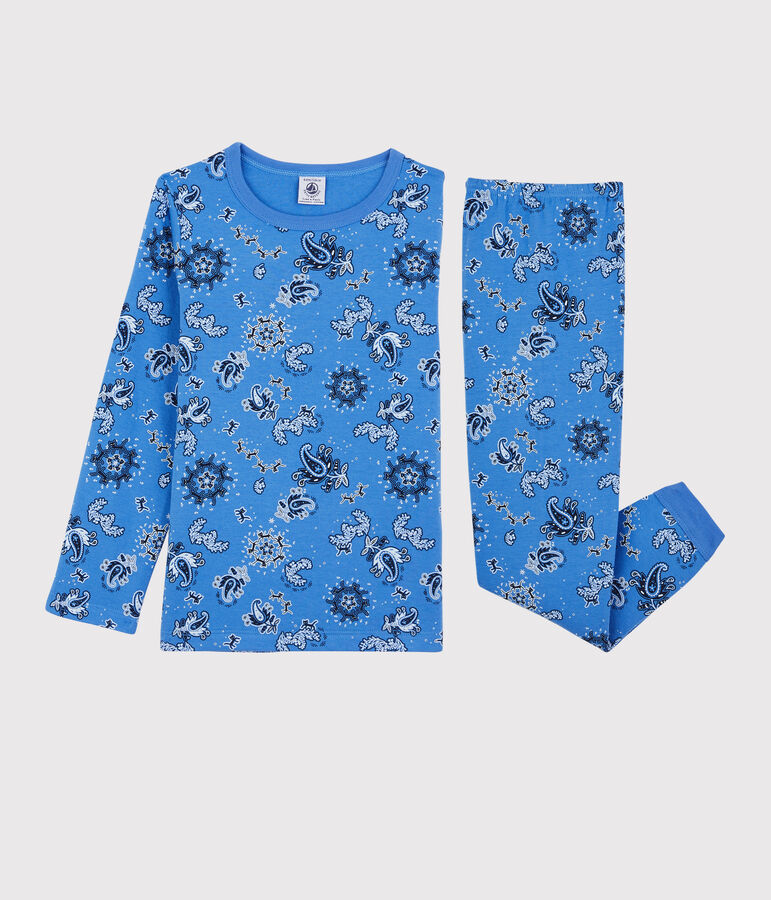 Pijama de bandana de algod&oacute;n org&aacute;nico infantil unisex azul/multicolor