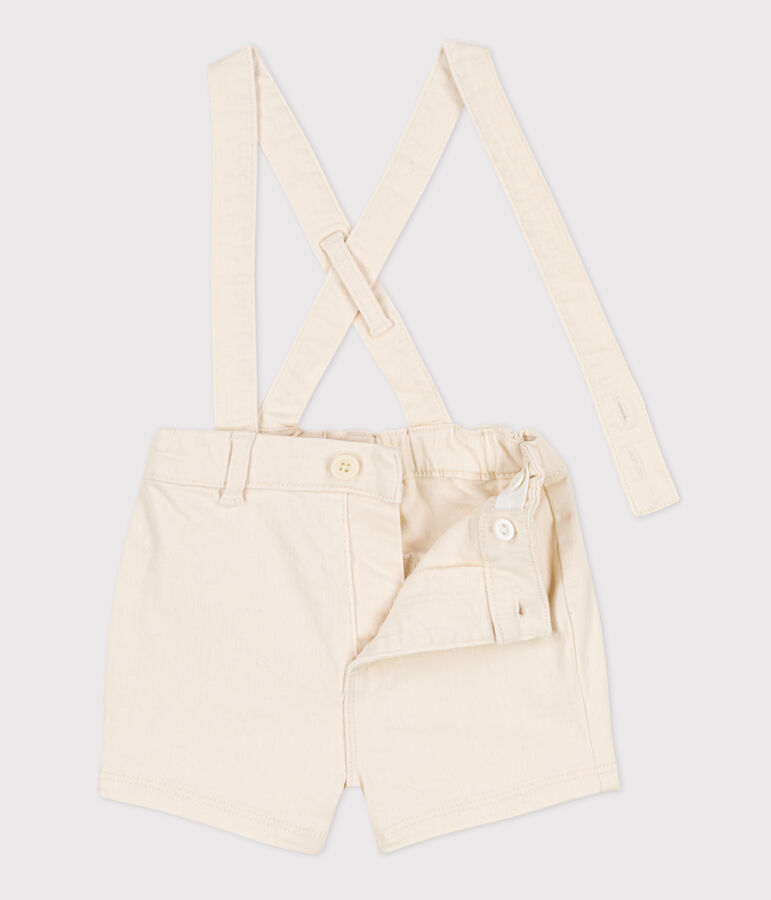 Shorts vaqueros con tirantes para beb&eacute; crudo