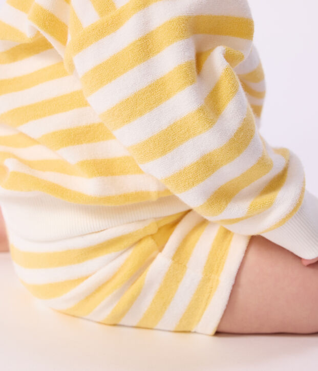 Sudadera de algod&oacute;n a rayas para beb&eacute; amarillo/blanco