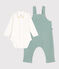 Conjunto de peto y body bordado de algodón para recién nacido verde PAUL