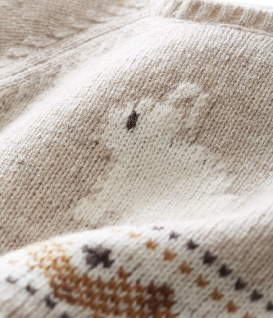 Cárdigan de punto en Jacquard para bebé niño beige CREAMY CHINE