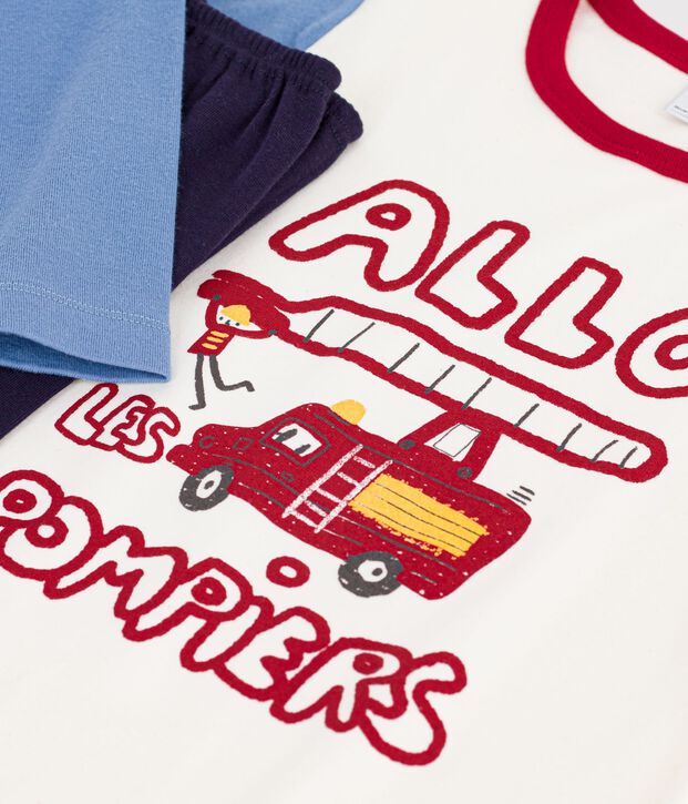 Pijama infantil de algod&oacute;n con estampado de bombero azul/multicolor