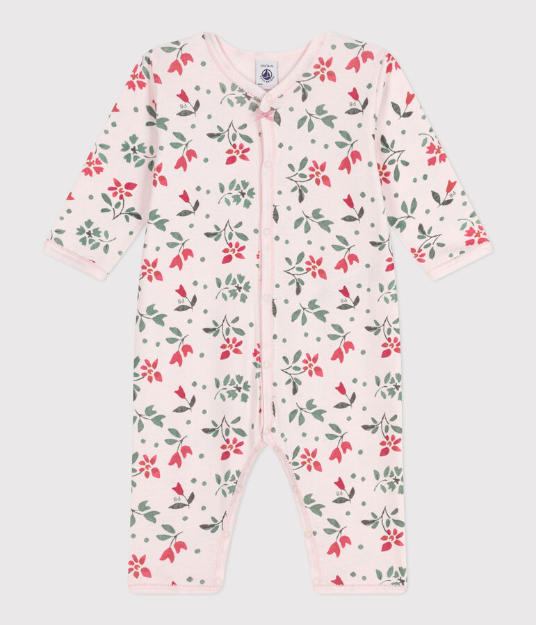 Pijama de algod&oacute;n sin pies con flores para beb&eacute; rosa FLEUR/blanco MULTICO