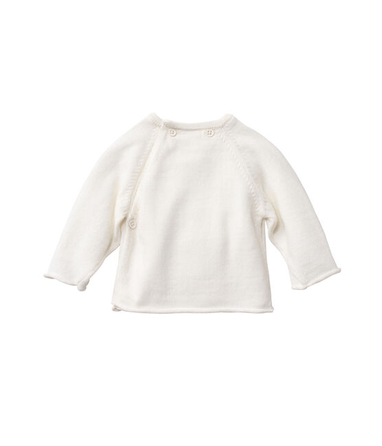 Chaqueta de bebé en punto lana y algodón blanco LAIT
