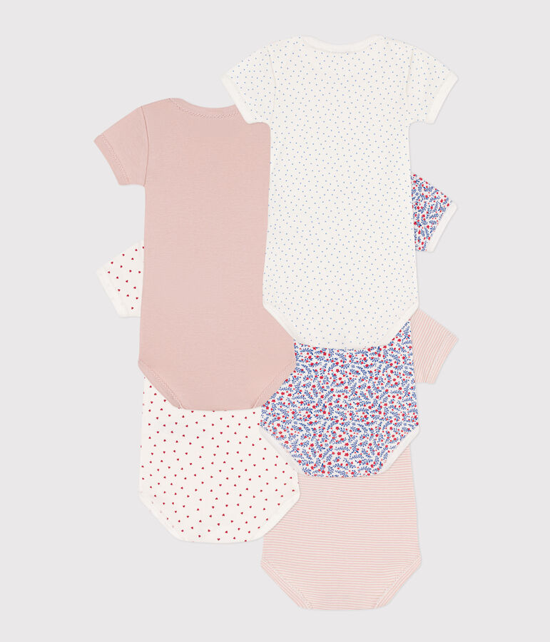 Juego de 5 bodis de manga corta de algod&oacute;n con flores variante 1