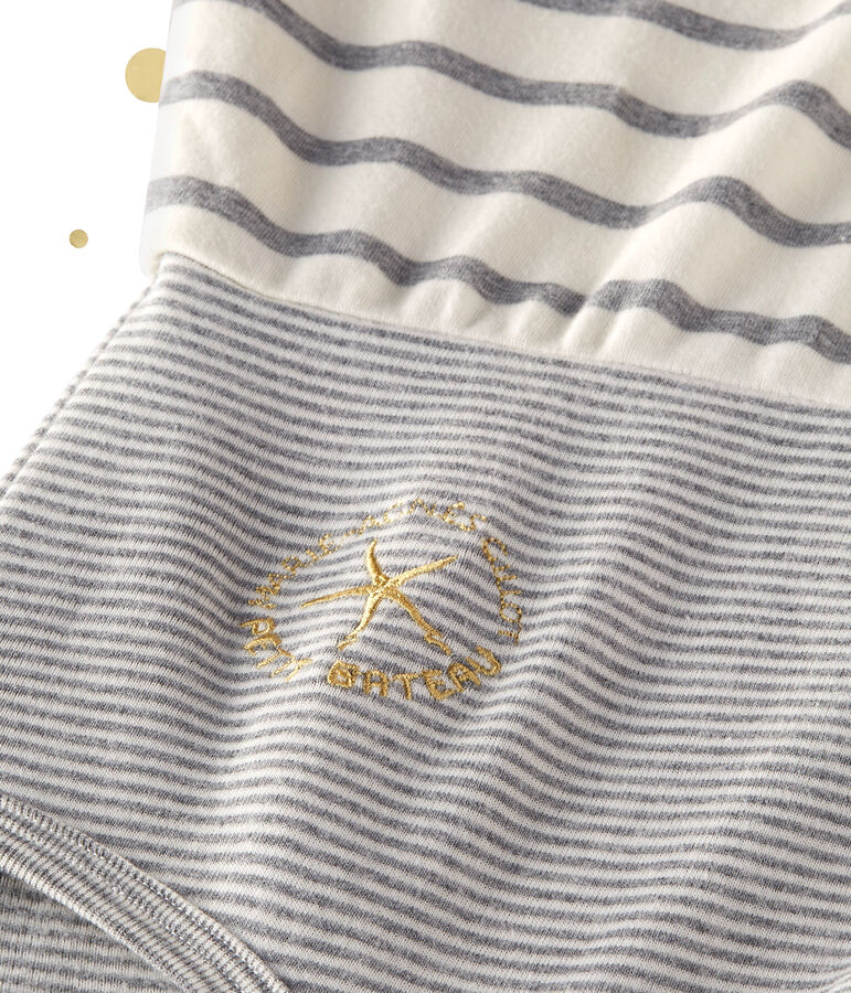 Body de manga larga para mujer x Marie-Agn&egrave;s Gillot beige COQUILLE/gris SUBWAY