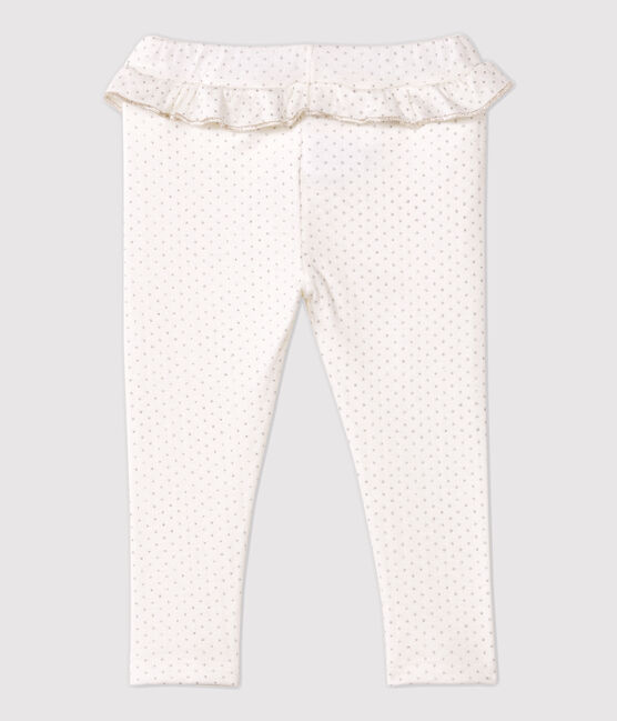 Leggings de algodón de bebé. blanco MARSHMALLOW/gris ARGENT