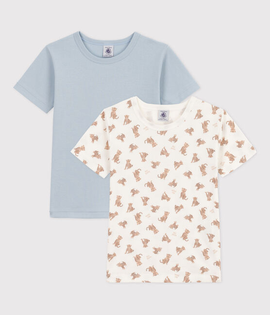 Juego de 2 camisetas de algodón de manga corta con leopardos para niño variante 1