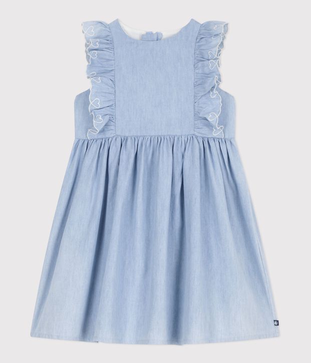 Vestido infantil de algod&oacute;n sin mangas azul