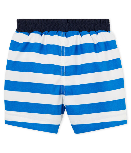 Shorts de playa de rayas para bebé niño azul RIYADH/blanco MARSHMALLOW