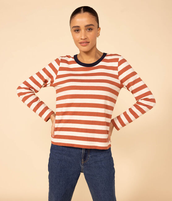 Camiseta LA RECTA de algodón con cuello redondo para mujer FAMEUX/ AVALANCHE