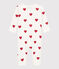 Pelele sin pies de algodón con corazón de bebé blanco MARSHMALLOW/rojo TERKUIT