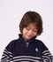 Sudadera infantil de algod&oacute;n a rayas con cremallera en el cuello azul/blanco